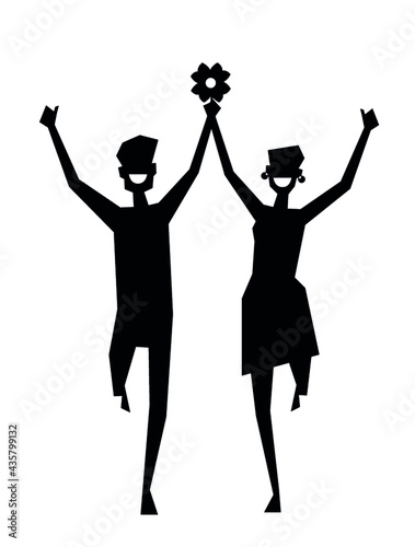 digital silhouette of a cheerful happy couple