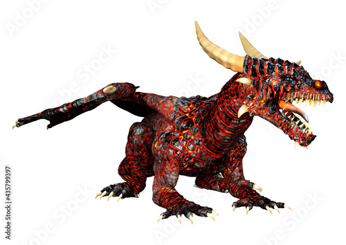 3D Rendering Fairy Tale Dragon on White