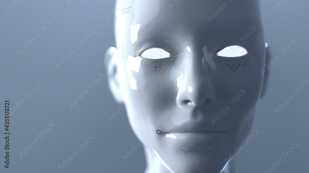 portrait of a robot woman close up concept of robotics and artificial intelligence portrait of a robot woman close up concept of robotics and artificial intelligence