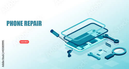 Vector of a disassembled smartphone.