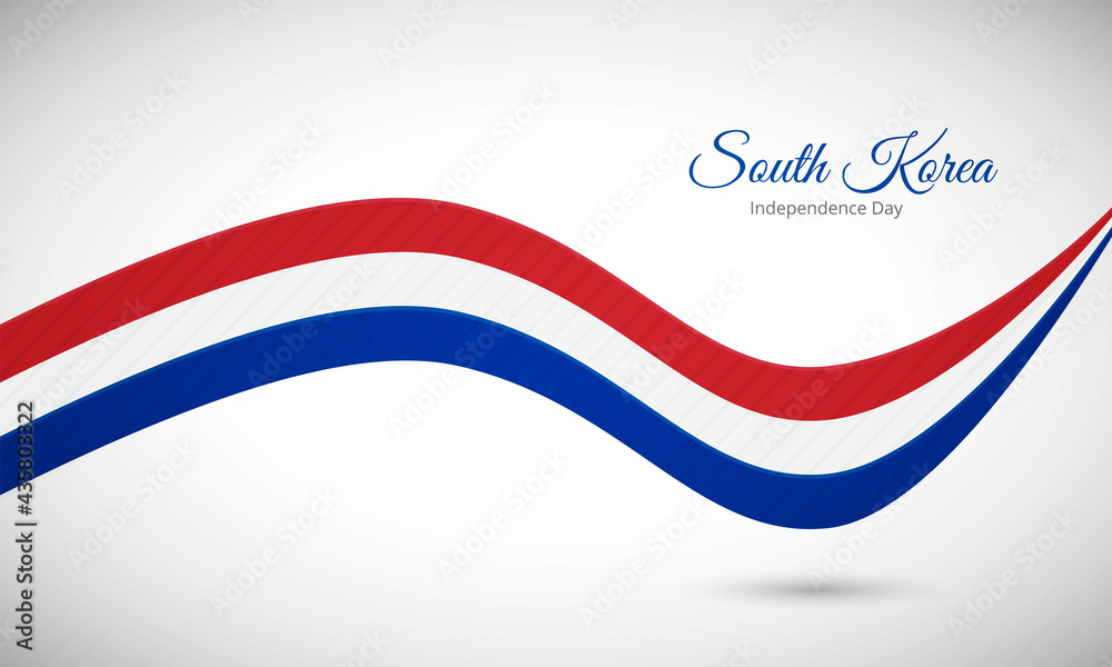 Happy independence day of South Korea. Creative shiny wavy flag background with text typography. Happy independence day of South Korea. Creative shiny wavy flag background with text typography.