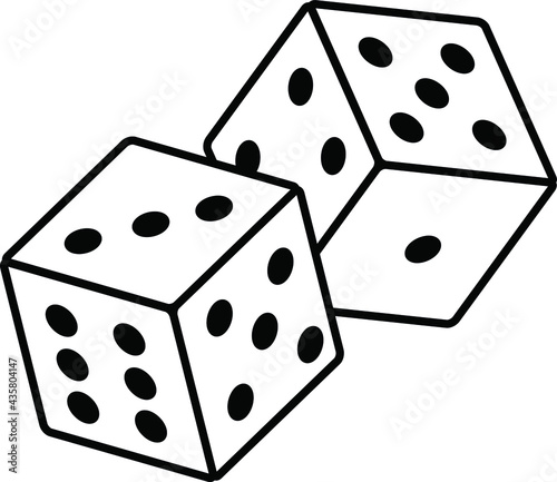 Pair of dice to gamble or gambling in craps line art vector icon for casino apps and websites photo