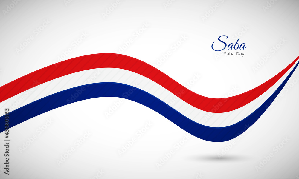 Happy national day of Saba. Creative shiny wavy flag background with text typography. Happy national day of Saba. Creative shiny wavy flag background with text typography.