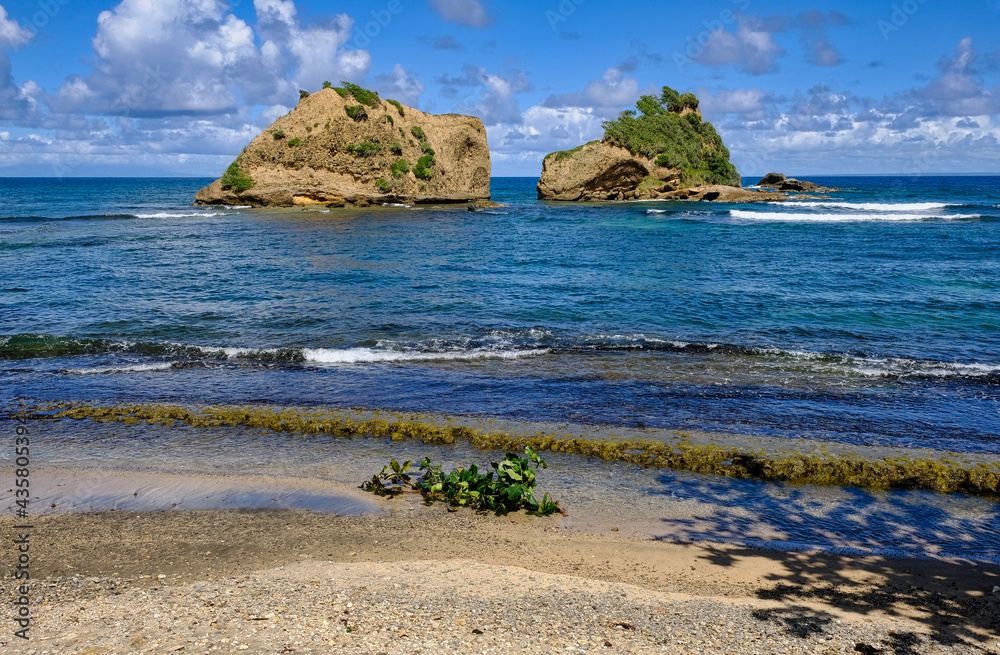 Fototapeta premium Coastline and islands at Calbishie, Dominica, Caribbean