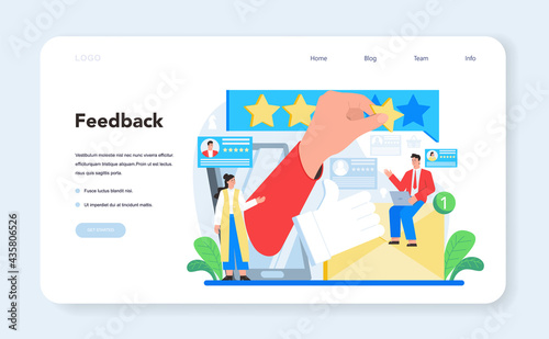 Feedback web banner or landing page. Idea of customer review.