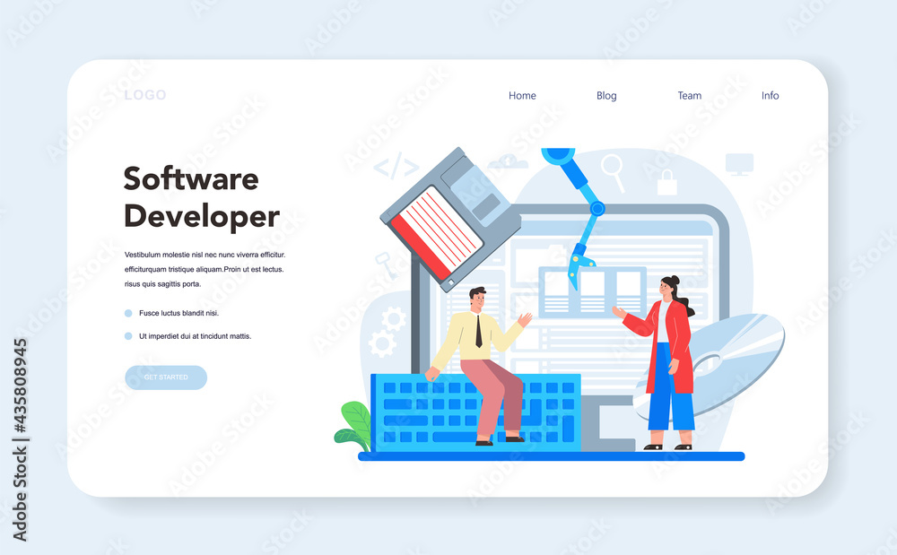 Software developer web banner or landing page. Idea of programming