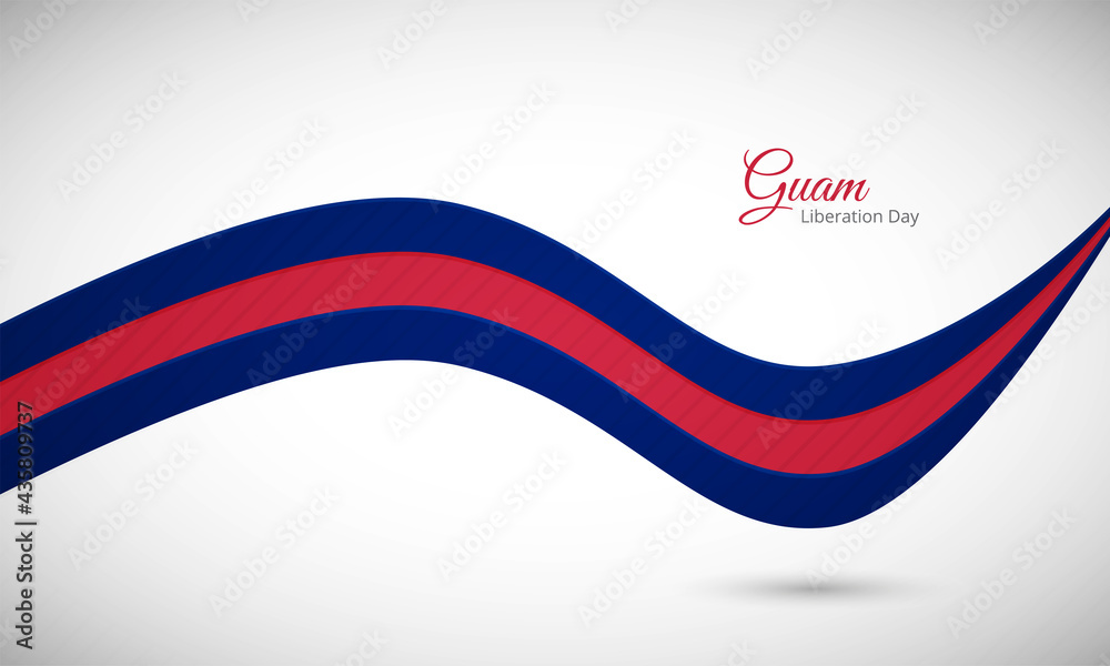 Happy liberation day of Guam. Creative shiny wavy flag background with text typography.
