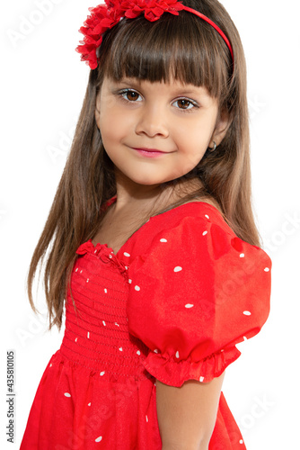 little girl in red dress