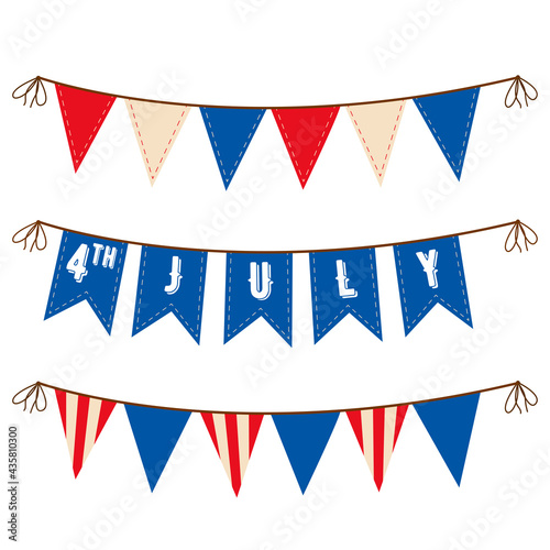 Decoration set of garlands for USA national holidays, events, banners, posters, web... Fourth of July vector illustration