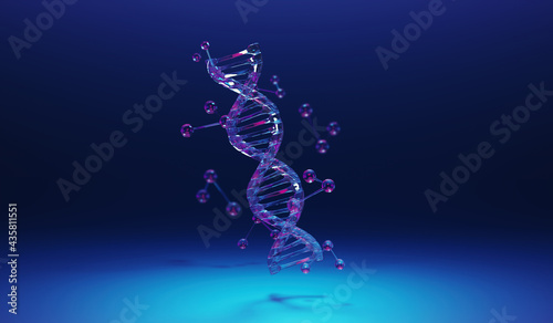 DNA spiral structure. Medical science, genetic biotechnology, chemistry biology, science background, 3d illustration.