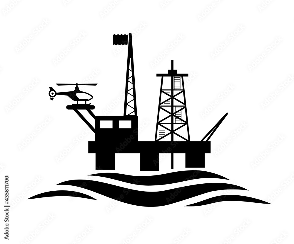 Photo & Art Print Oil rig icon, offshore oil rig platform sign - stock ...