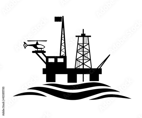 Oil rig icon, offshore oil rig platform sign - stock vector