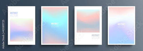 Cover templates with holographic effect. Futuristic holographic backgrounds with soft color gradient for your graphic design. Vector illustration.