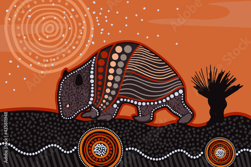 Aboriginal style of wombat painting