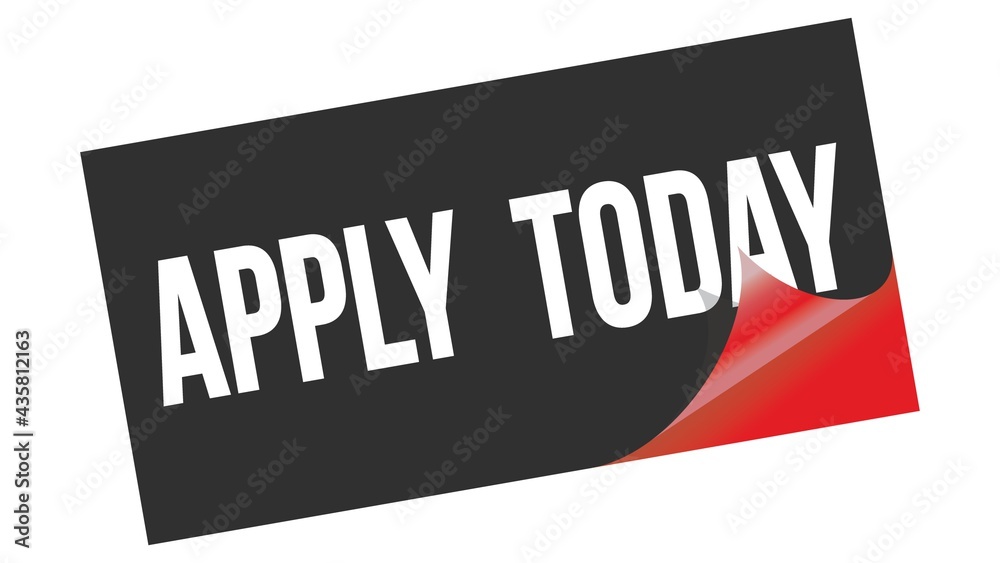 APPLY TODAY text on black red sticker stamp. APPLY TODAY text on black red sticker stamp.