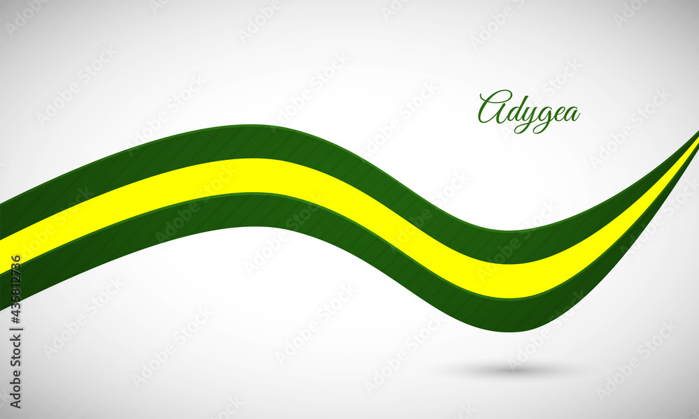 Happy national day of Adygea. Creative shiny wavy flag background with text typography. Happy national day of Adygea. Creative shiny wavy flag background with text typography.
