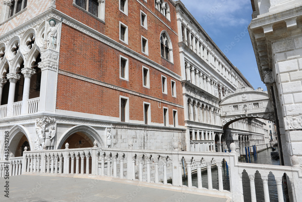 Famous Bridge of Sighs in Venice in Italy without tourists and people due to the lockdown caused by the coronavirus