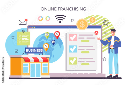 Business mechanism online service or platform. Idea of money increase