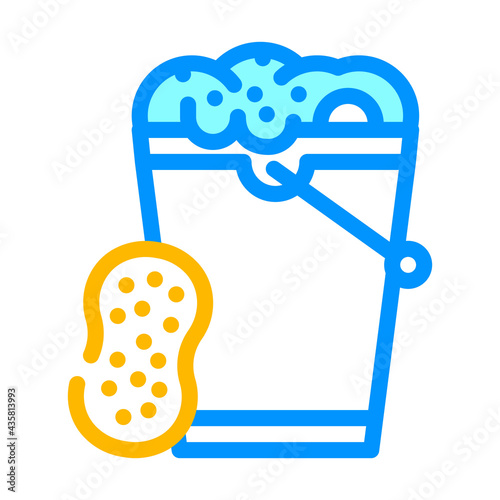 foamy water and sponge for car polishing color icon vector. foamy water and sponge for car polishing sign. isolated symbol illustration