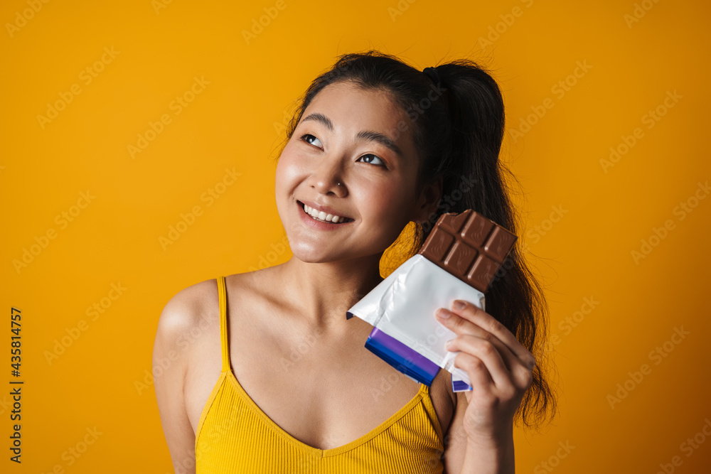 Happy young asian brunette woman in sunglasses Happy young asian brunette woman in sunglasses