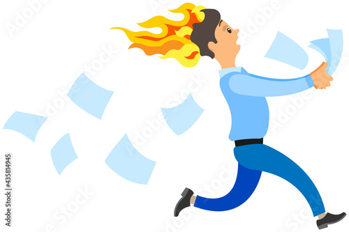 Missing deadline, bad time management. Work in high stress conditions and under hard boss pressure. Scene of tired, nervous, stressed people clutches head at work, many tasks. Deadline metaphors