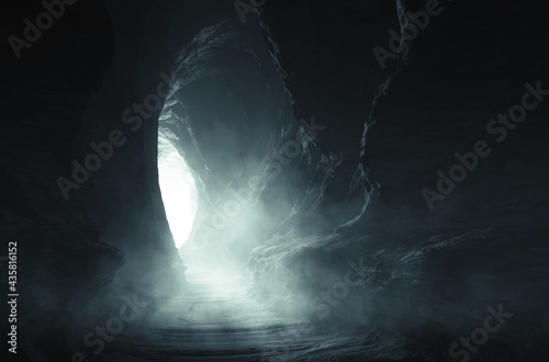 dark cave entrance, underground landscape
