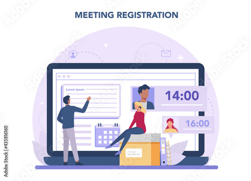 Secretary online service or platform. Receptionist answering calls