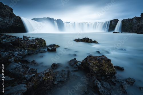 Godafoss, Waterfall of the Gods in cloudy day during summer in Iceland. © Chatkuff