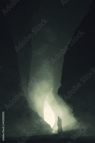cloaked silhouette in dark ...