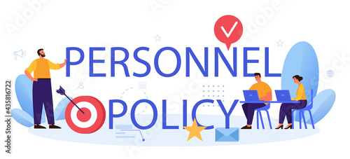 Personnel policy typographic header. Business ethics. Corporate organization
