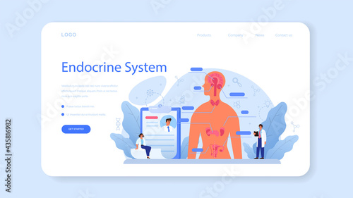 Endocrinologist web banner or landing page. Thyroid examination.