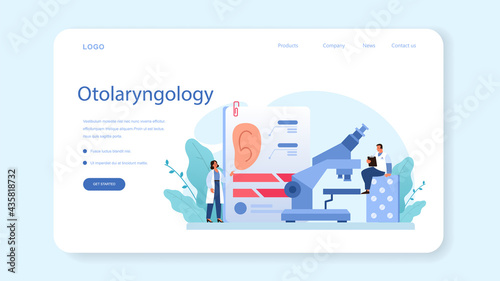 Otorhinolaryngologist web banner or landing page. Healthcare concept