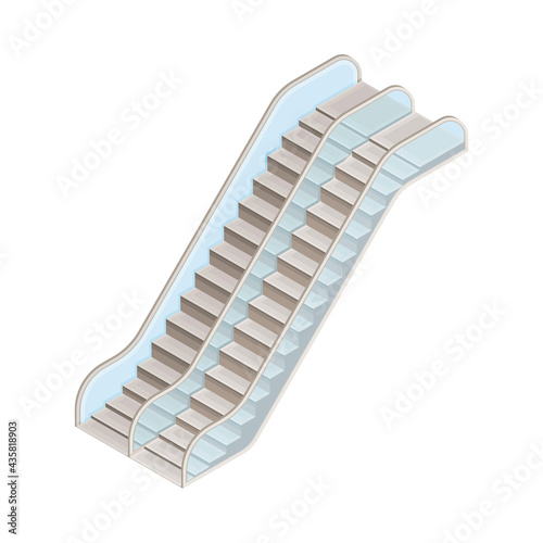 Escalator or Moving Staircase in Metro or Subway as Rapid Transit Urban System Isometric Vector Illustration