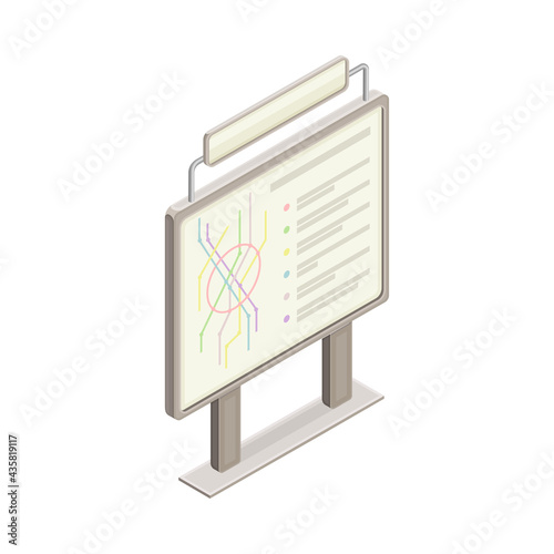 Metro or Subway Map with Station and Line Navigation as Rapid Transit Urban System Isometric Vector Illustration