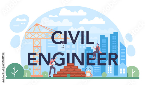 Civil engineer typographic header. Professional occupation of designing