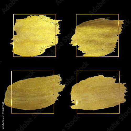 Golden Paint With Frame And Black Background, Vector Illustration photo