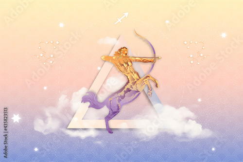 Sagittarius horoscope sign in twelve zodiacs with astrology. Vector illustration