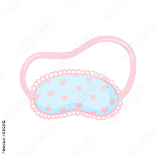 Sleeping mask vector ikon. Sleeping night eye accessory blindfold relax in traveling illustration. Nighty sleepy face protection asleep flat cartoon isolated on white for poster, sticker, cards