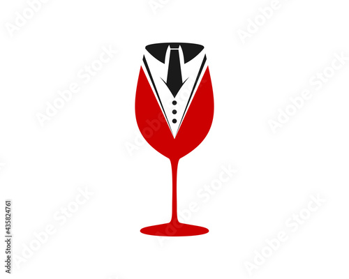 Red wine glass with bartender suit