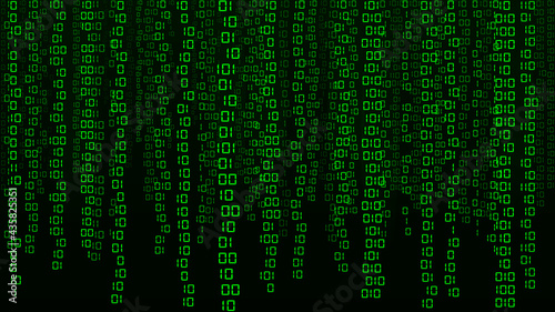 Matrix style background. Abstract futuristic cyberspace with binary code. Falling numbers. Vector illustration © Mykhailo