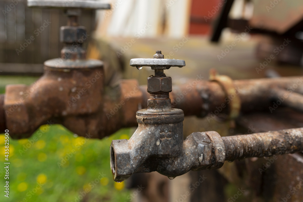 water faucet and water pipes rusty, water sources for farmers' fields water faucet and water pipes rusty, water sources for farmers' fields