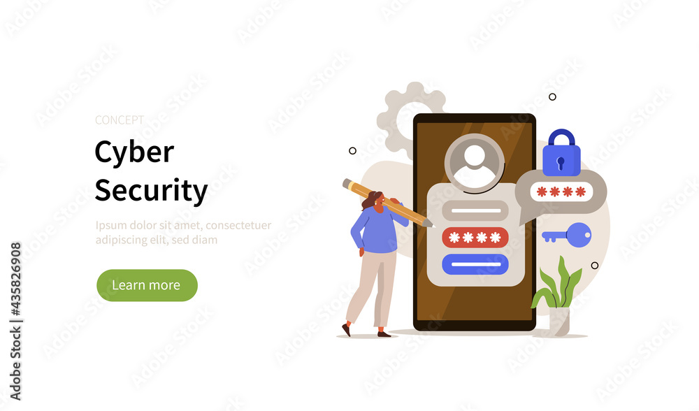Character using mobile сyber security app to protect personal data on smartphone. User authorization, two steps authentication and information protection. Flat cartoon vector illustration. Character using mobile сyber security app to protect personal data on smartphone. User authorization, two steps authentication and information protection. Flat cartoon vector illustration.