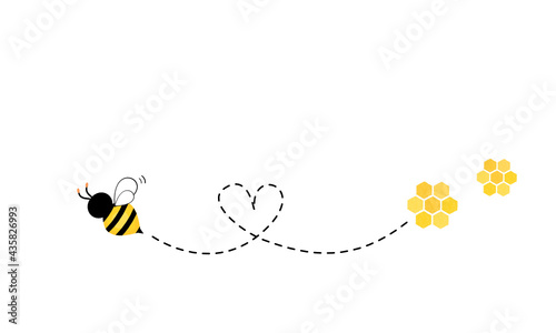 Cute bee cartoon and honeycomb icons isolated on white background vector illustration.