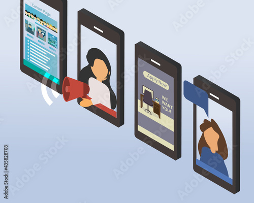 virtual job fair or virtual career fair from smartphone to recruit talent online