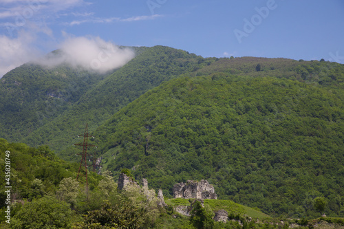 mountain landscape, Bzyb fortress in Abkhazia