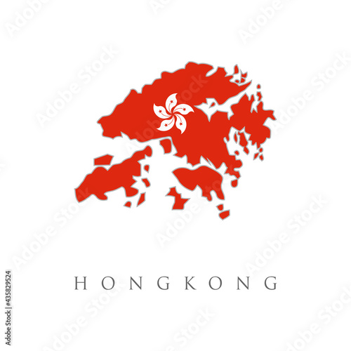 Hong Kong Outline Map With Flag. Vector map- hongKong country on white background. region China flag template.