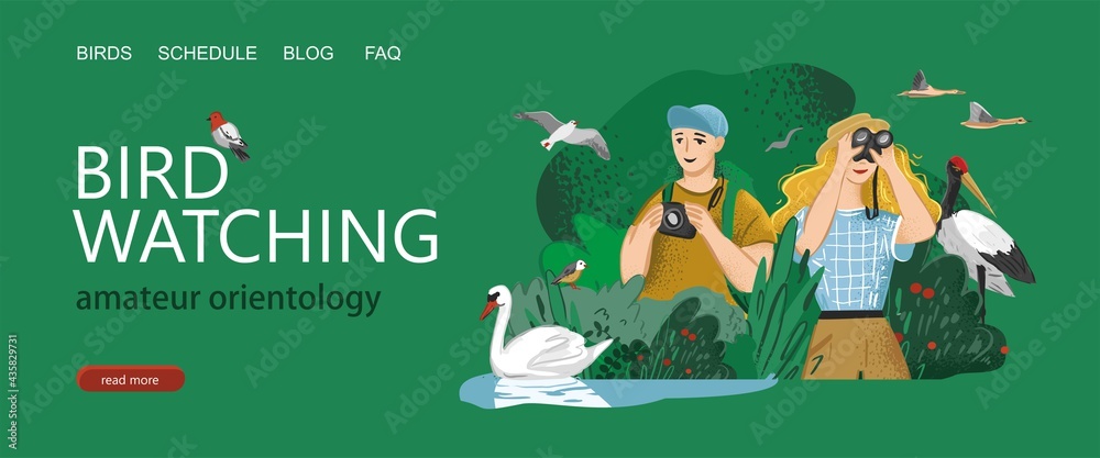 Orientology Landing page template. Man takes photos of animals in the ...