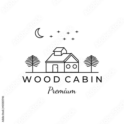 HOME CABIN LINE ART icon minimalist vector logo illustration design