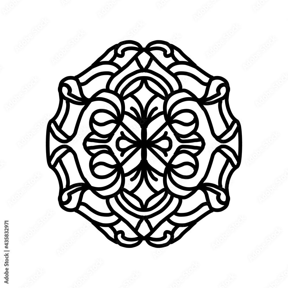 Design Vector Mandala, ornament, with style line art in Color Black and White