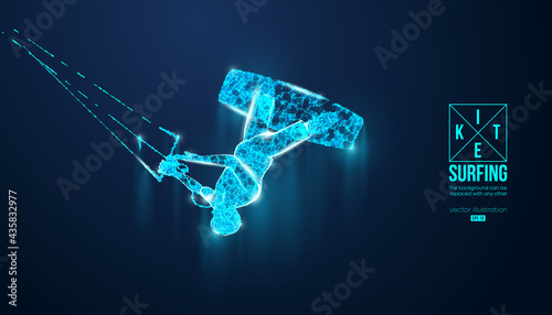 Kiteboarding, hydrofoil. Silhouette of a kitesurfer. Freeride competition. Vector illustration. Thanks for watching